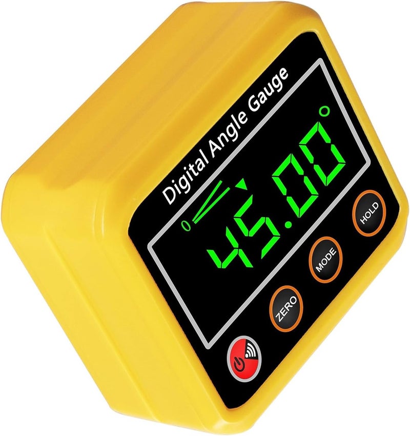 OUTIL Magnetic Digital Angle Finder Protractor Inclinometer - Cube Digital Level Angle Gauge with Magnetic Base and Backlight - Precision Level Box for Woodworking, Construction, Machinery, Masonry (yellow) - Image 1